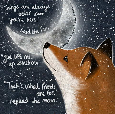 Ein Fuchs der den Mond anlächelt

